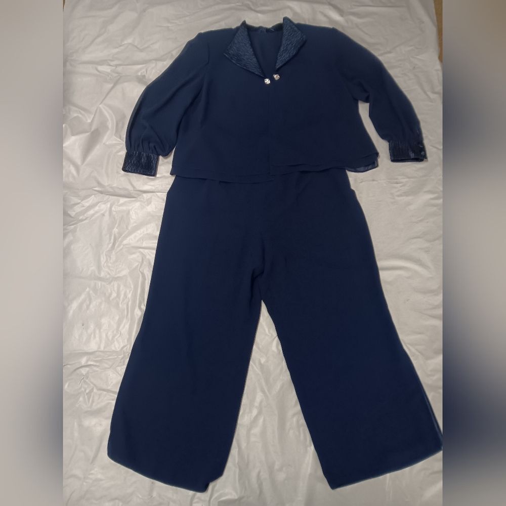 R & M Richards Women's Petite Navy Blue Set Size 20WP